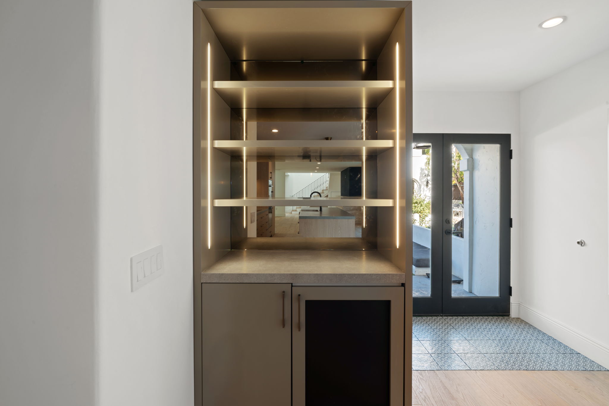 Custom dry bar with Italian cabinets in Manhattan Beach luxury interior remodel