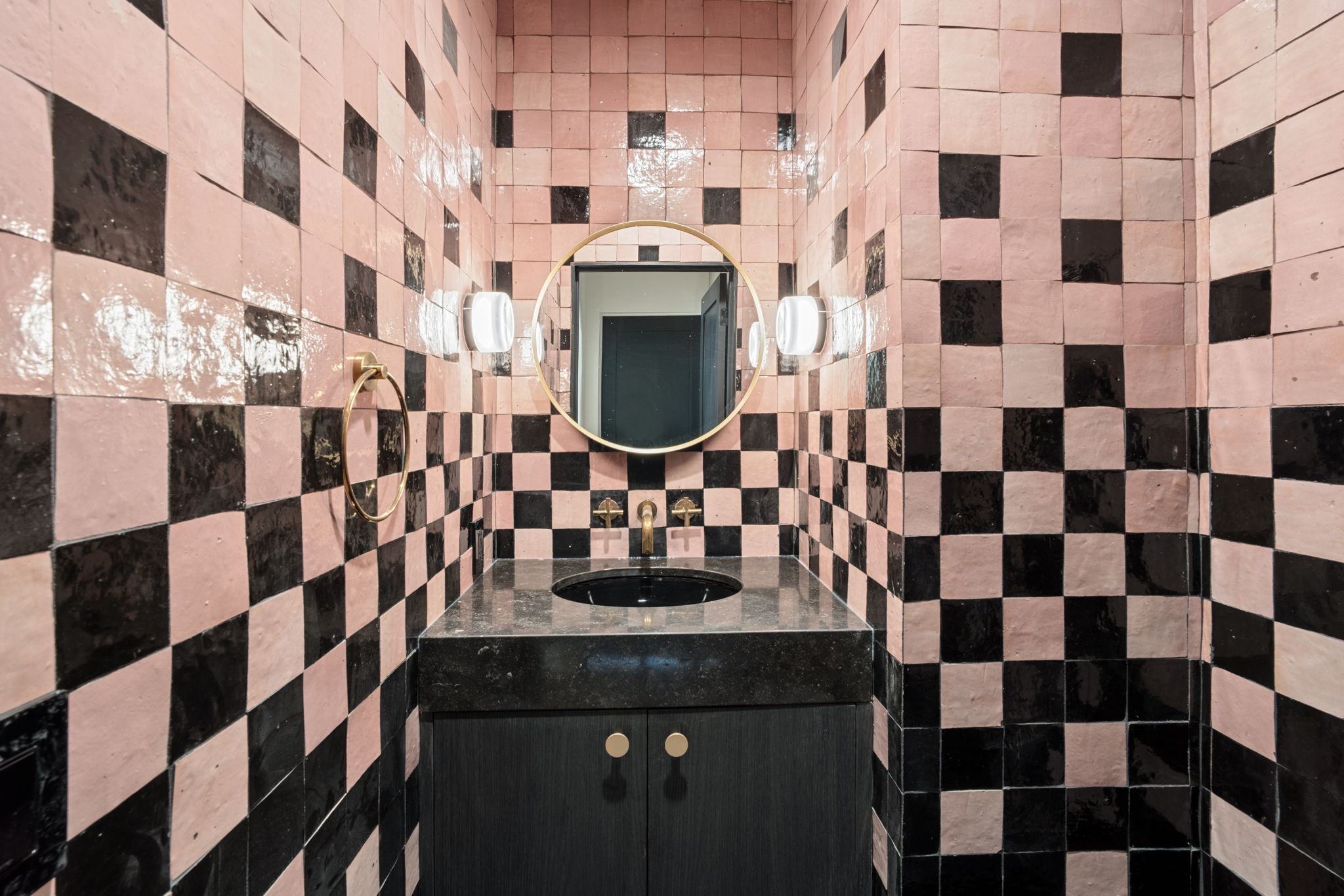 Intricate tile design in Walk Streets Manhattan Beach bathroom renovation